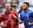 Erling Haaland es suplente con Noruega y Kylian Mbappé va de titular con Francia.