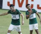 Alexy Vega celebrando su golazo que dio el triunfo al Marathón contra el Motagua.