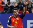 Lamine Yamal celebrando su gol marcado en el España vs Arabia Saudita por el Mundial 2026.