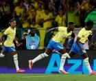 Jugadores de Brasil celebrando el golazo de Vinicius marcado en el inicio del amistoso ante Panamá.