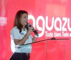 RESPALDO. Carla Patricia Wilson estuvo presente en el lanzamiento de la Maratón y mostró su alegría de que Aguazul sea parte de este gran evento.