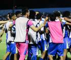 Jugadores del Victoria celebrando el gol de Juan Carlos García ante Real España.