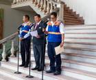 Autoridades del gobierno y funcionarios de Copeco brindaron este lunes una rueda de prensa en las instalaciones de la Casa Presidencial.
