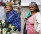Indiana Matilda Pacheco y María Catalina Guzmán piden en las calles de San Pedro Sula para poder sobrevivir.