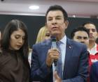 El presidenciable Salvador Nasralla en conferencia de prensa este lunes en Tegucigalpa.