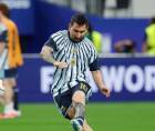 Lionel Messi durante los ejercicios de calentamiento.