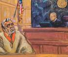 Fotografía de archivo del 18 de octubre de 2024 de un dibujo realizado por la artista Jane Rosenberg del juez Brian Cogan (d) frente al narcotraficante mexicano Ismael 'El Mayo' Zambada durante el juicio realizado en el Tribunal Federal de Brooklyn, en Nueva York (Estados Unidos).