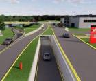 Esta es un diseño presentado por la municipalidad de como quedaría el túnel que se construirá en esa zona donde muestran el sentido en que lo usarán los conductores.