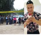 <b>Escena del crimen bajo resguardo policial. </b>Agentes de la Policía Nacional acordonaron el gimnasio en el barrio El Progreso, de Morazán, Yoro, donde cuatro hombres fueron abatidos a balazos en la mañana del lunes.
