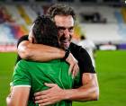Silvio Rudman celebró con los jugadores y su cuerpo técnico la clasificación de Marathón a la Concacaf Champions Cup.