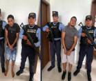 Carlos Eduardo Saldívar Cervantes y Jesús Daniel Tróchez durante su captura en Olanchito.