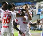 Jugadores del Olimpia celebrando uno de los goles marcados en el clásico ante Motagua.