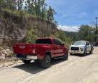 Escena donde fue encontrado el vehículo pickup y, en su interior, el cuerpo de Noé Cruz.