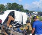 Vista de la escena del accidente en La Lima, Cortés.