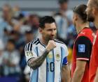 El festejo de Messi tras su gol que lo convierte en el máximo goleador de las Copas del Mundo.