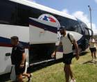 Momento de la llegada del Olimpia al estadio para disputar el duelo ante Juticalpa.