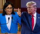 Delcy Rodríguez, vicepresidenta de Venezuela y Donald Trump, presidente de EEUU.