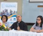 El padre Fausto Henríquez brinda detalles de la Semana de la Salud Mental durante conferencia de prensa.