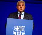 Laporta hablando en su presentación como presidente del Barcelona.