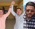 A la izquierda, la fotografía de San Laínez, actual alcalde de La Lima (Libre) y Reynaldo Maldonado (Liberal) que provocó el malestar de Santiago Motiño, el nacionalista que lidera el escrutinio. Acá les explicaremos este caso.