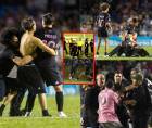 Lionel Messi estuvo en Puerto Rico jugando un amistoso con el Inter Miami y se vivió un caos por el ingreso de aficionados a la cancha. El argentino fue tacleado y terminó en el suelo.