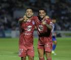 Alejandro Reyes y Rodrigo Gómez, los anotadores de los primeros goles de Motagua ante Victoria.