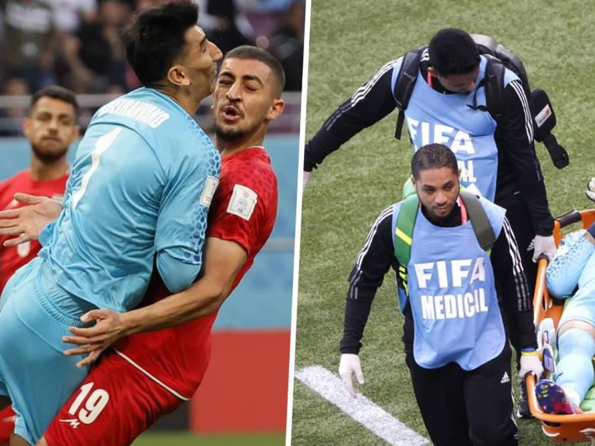 ¡Fuerte choque! Portero de Irán se retiró en camilla durante el partido ante Inglaterra