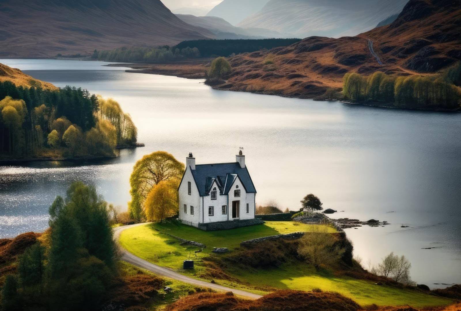 $!En la casa del lago, creada por el diseñador noruego Ben Myhre con software de IA, no vive ningún ser humano.