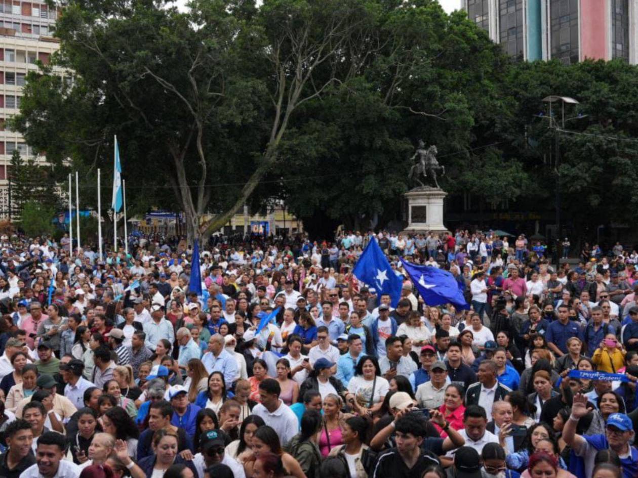 Nacionalistas se aglutinaron en los alrededores del Congreso para observar de manera virtual la ceremonia presidencial.