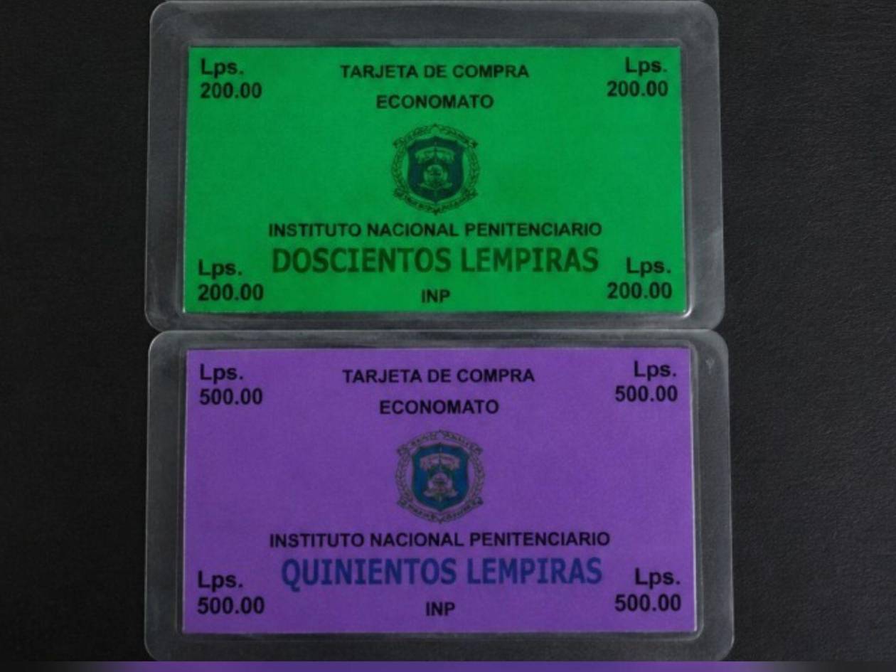 Las tarjetas de los economatos de Támara tenían denominaciones de 20, 100, 200 y 500 lempiras y eran utilizadas por los privados de libertad para adquirir productos dentro del centro penal.