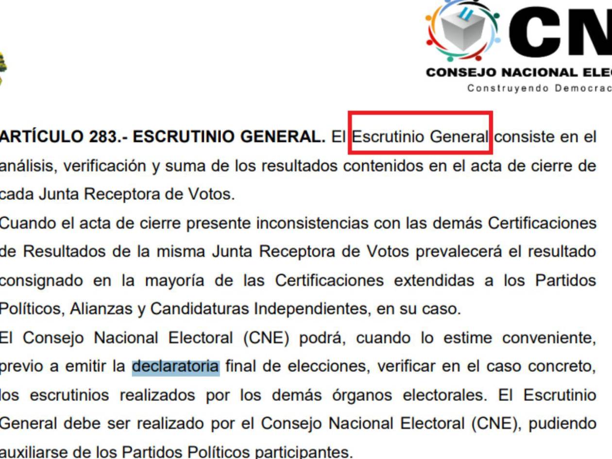 El Consejo Nacional Electoral tiene 30 días para declarar resultados, de acuerdo con la Ley Lectoral.