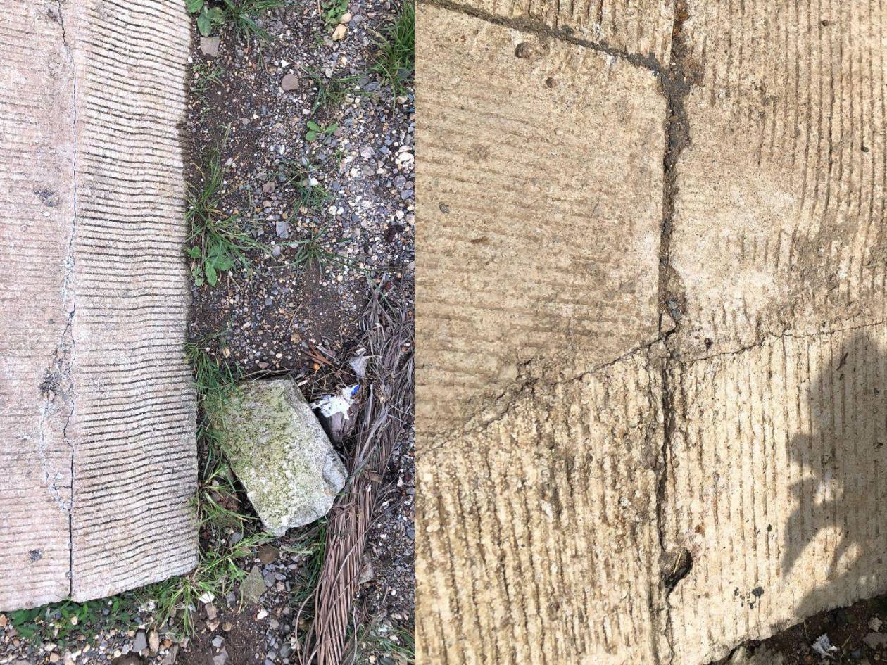 Primeros daños estructurales en el pavimento de Potrerillos, pese a que formaba parte de las mejoras programadas para la comunidad.