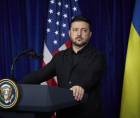 El presidente de Ucrania, Volodímir Zelensky, tras reunirse este domingo con Donald Trump en Palm Beach.