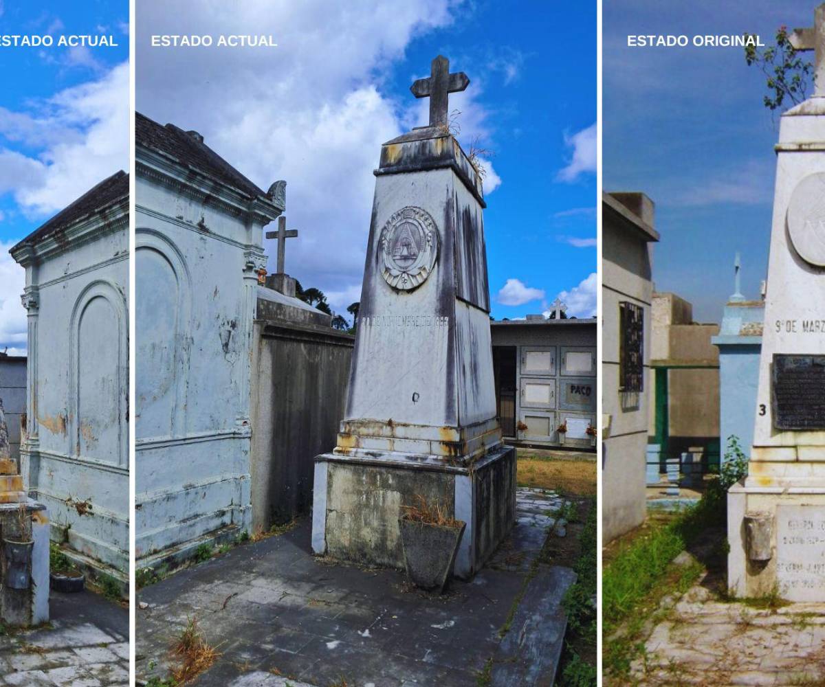 Estado actual y original de la tumba del general patepluma Luis Bográn
