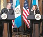 <b><span class=mln_uppercase_mln>Reunión.</span></b> Bernardo Arévalo, presidente de Guatemala, y Kamala Harris tuvieron un encuentro ayer en el marco del anuncio que busca frenar la migración irregular en la región norte de CA.