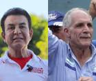 Los candidatos presidenciales hondureños Salvador Nasralla (i) y Nasry Asfura (d), durante actos de campaña, en Tegucigalpa (Honduras). EFE/Gustavo Amador