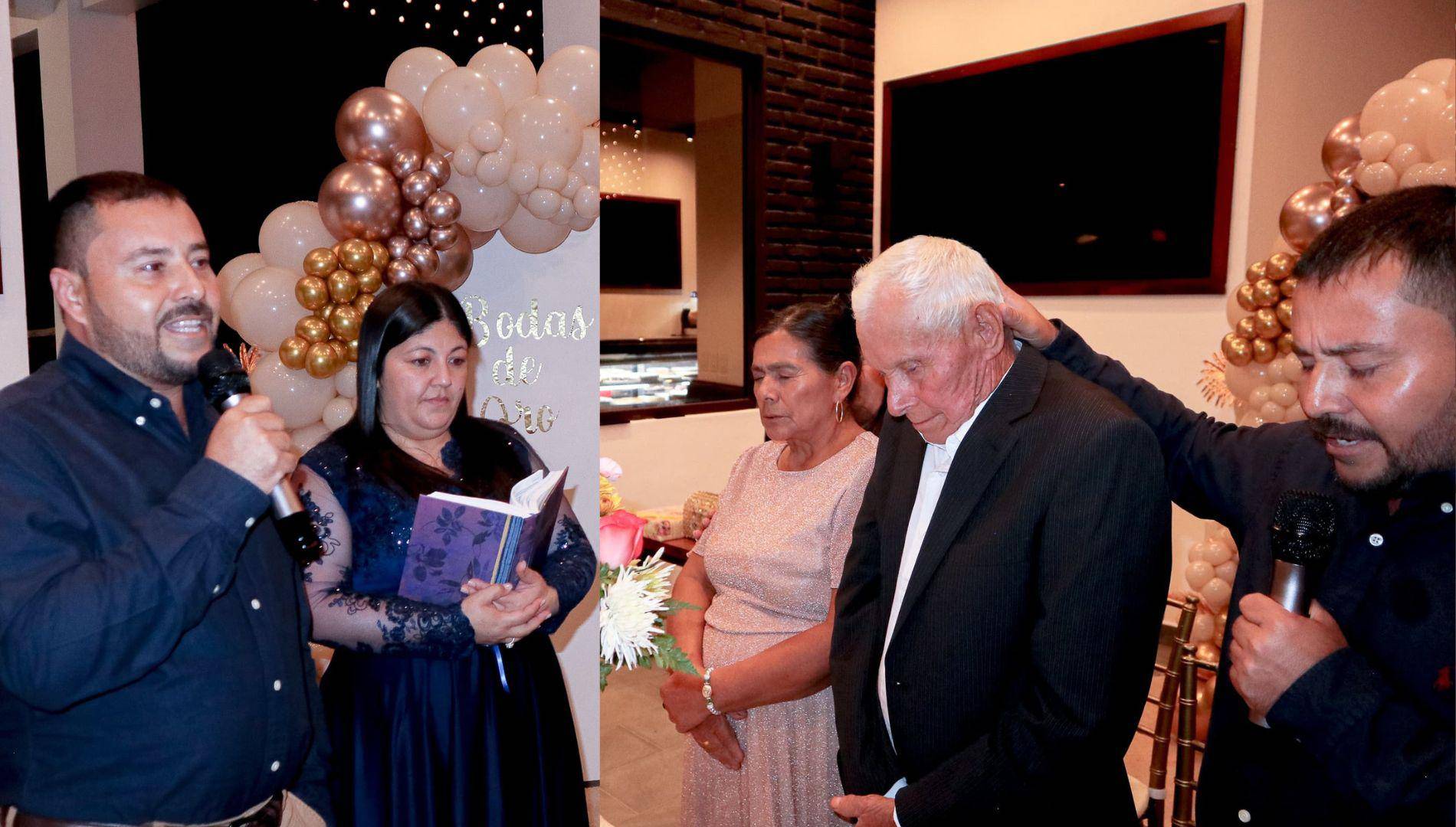 $!Los líderes evangélicos Edwin García (sobrino de doña Zoila) y su esposa participaron en la renovación de votos matrimoniales, elevando una ferviente oración a Dios para bendecir su unión.