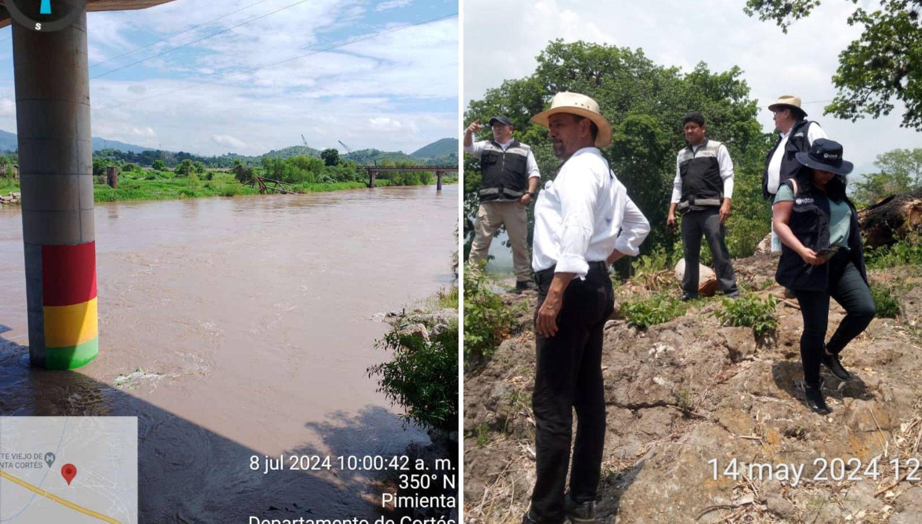 $!Así es la vista desde la estación telemétrica de la comunidad de Santiago, municipio de Pimienta, Cortés. Ahora los expertos no deben estar en el lugar para saber los niveles del río. Las escalas pintadas en los puentes refuerzan el proyecto.