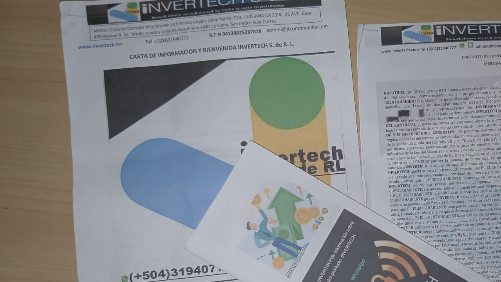 Publicidad que Invertech entrega a potenciales socios que piden información en sus oficinas.