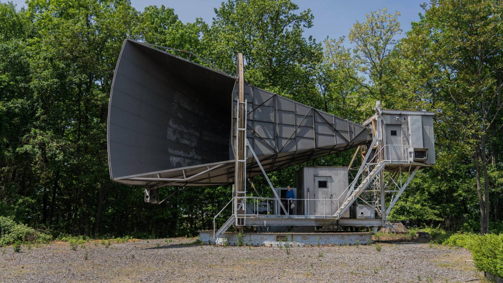 $!La antena Holmdel Horn, un radiotelescopio, fue construida en Nueva Jersey por Bell Laboratories en 1959.
