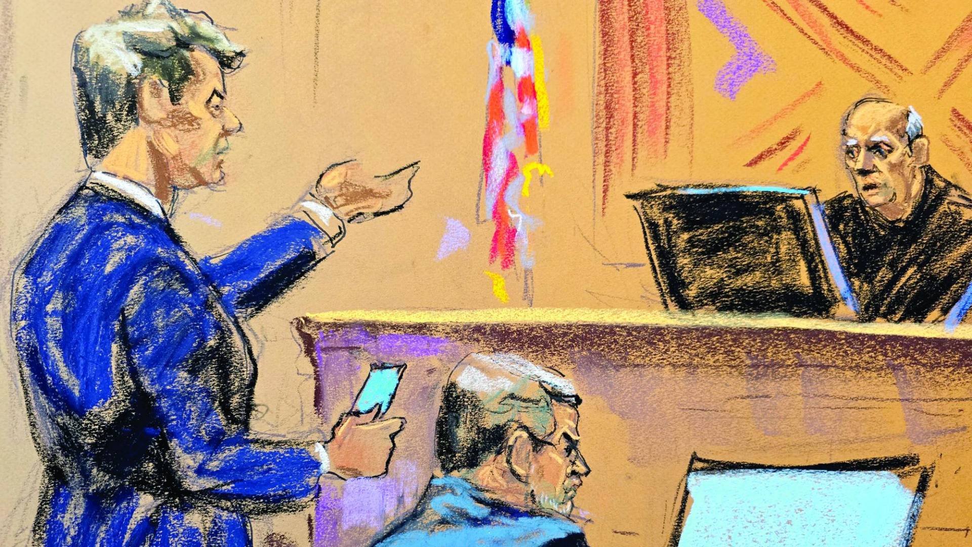 $!A lo largo del juicio, que se prolongó por trece días, Juan Orlando prácticamente dirigió su defensa. En la imagen junto con Renato Stabile.