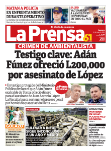 Testigo clave: Adán Fúnez ofreció L200,000 por asesinato de López