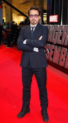 LONDON, ENGLAND - APRIL 19: (EMBARGOED FOR PUBLICATION IN UK TABLOID NEWSPAPERS UNTIL 48 HOURS AFTER CREATE DATE AND TIME. MANDATORY CREDIT PHOTO BY DAVE M. BENETT/GETTY IMAGES REQUIRED) Robert Downey Jr attends Marvel Avengers Assemble European Premiere at Vue Westfield on April 19, 2012 in London, England. (Photo by Dave M. Benett/Getty Images)