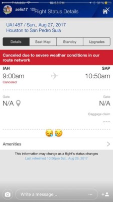 Cancelan vuelo de Quioto y Elis a Honduras por huracán Harvey