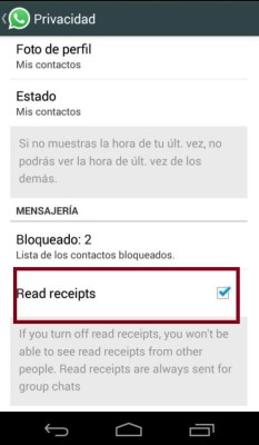 En los ajustes de Privacidad de WhatsApp desactive la opción Read receipts.