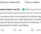 La presidenta Xiomara Castro reaccionó en redes sociales sobre la muerte de Allison.