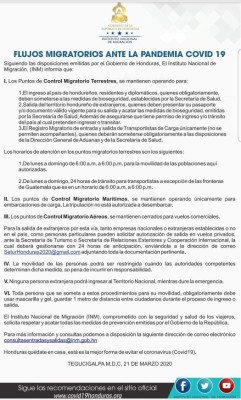 Estas personas pueden entrar y salir de Honduras durante el toque de queda