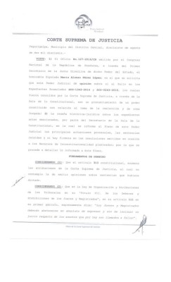 Resolución de la Corte Suprema de Justicia sobre la reelección
