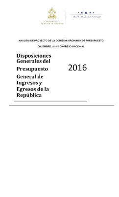 Presupuesto General de la República 2016