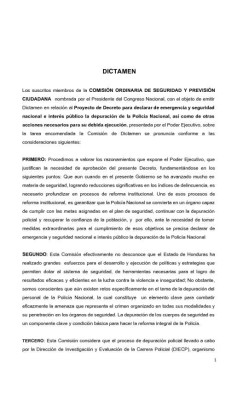 Decreto para depuración policial